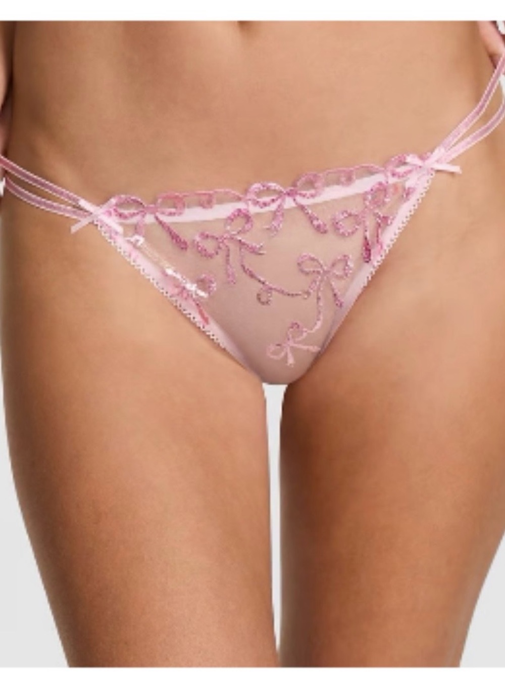 Put a bow on it v string thong XL